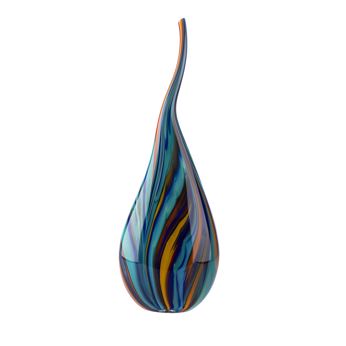 Vaso-scultura in vetro di Murano multicolore a goccia di fuoco #3