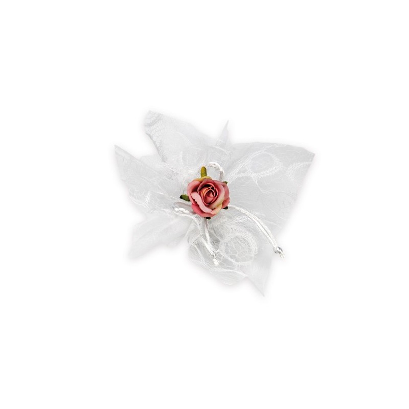 FAZZOLETTO PIZZO E VELO CON TIRANTE BIANCO BARATTI