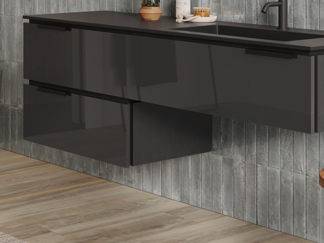 Fianchi Sinistro/Destro Touch 47x2xH26 cm Antracite Lucido-65672