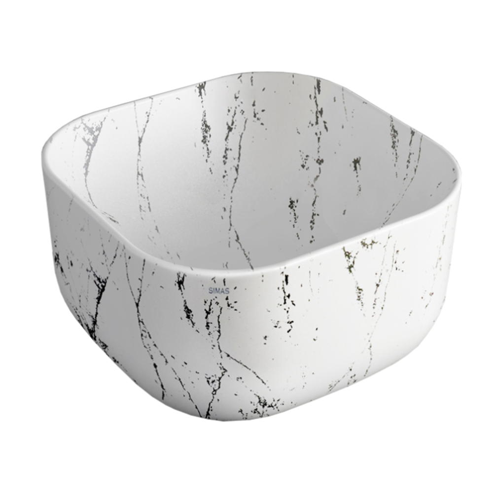 Lavabo 40 quadrato in ceramica Statuario Decori Simas