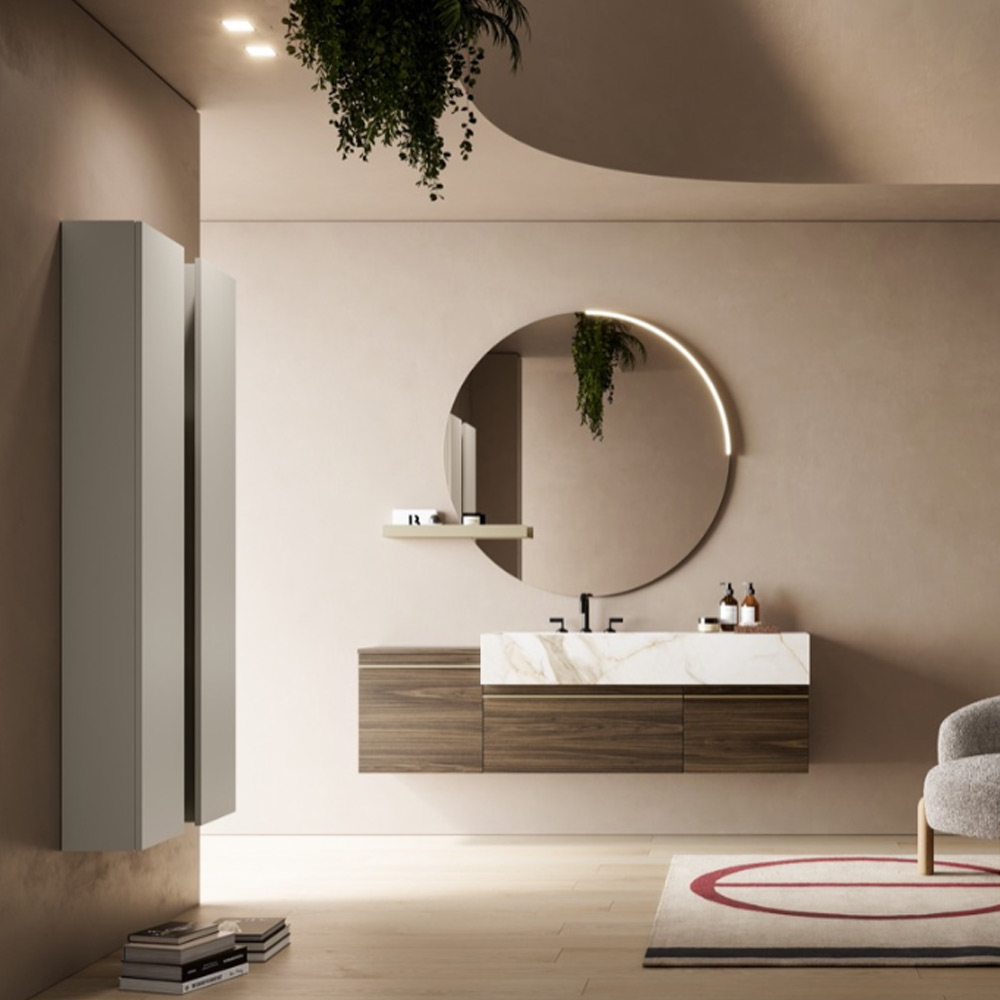 Mobile sospeso con lavabo in Gres Calacatta Matt Reverso 07