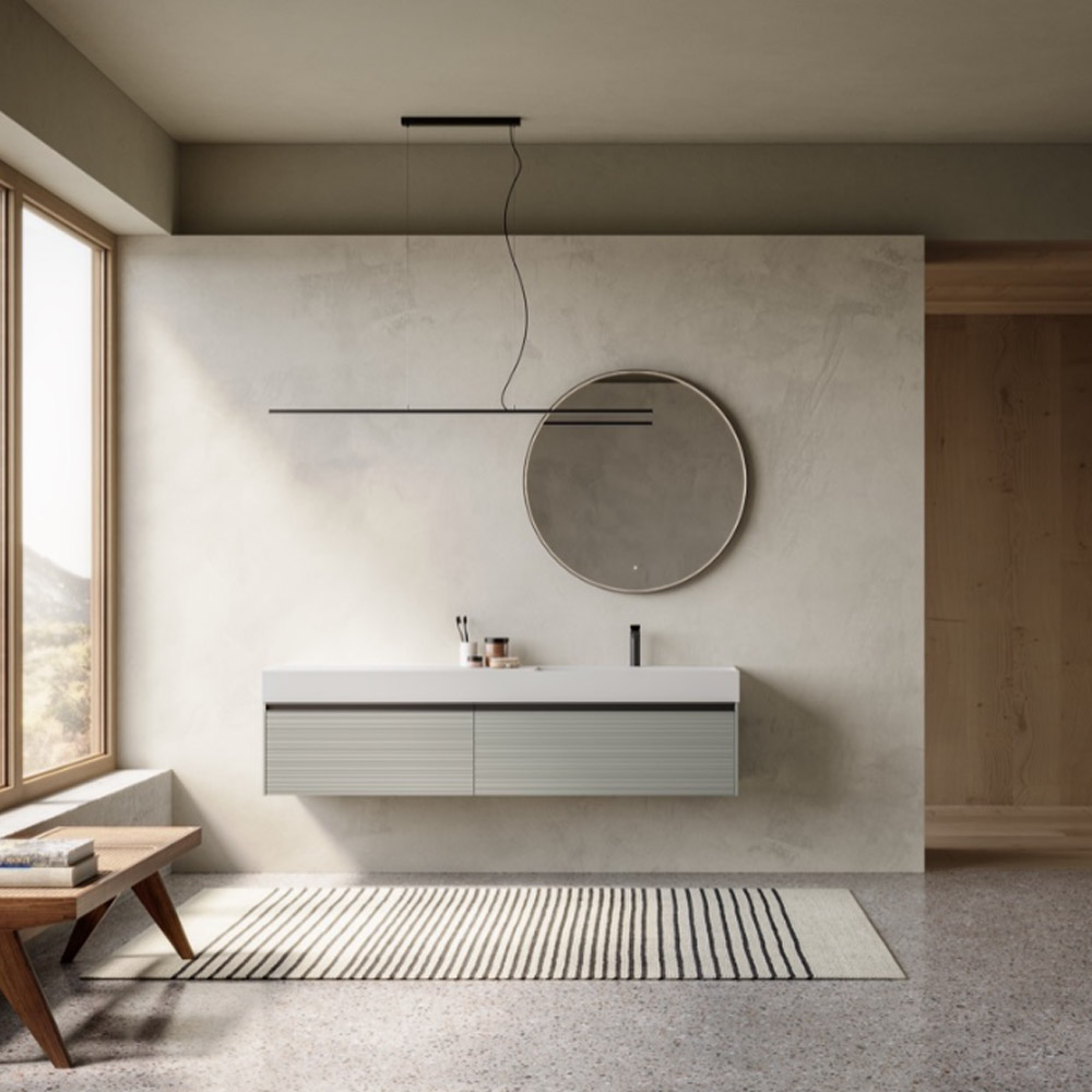 Mobile bagno sospeso con lavabo in Ocritech Bianco Opaco Reverso 04