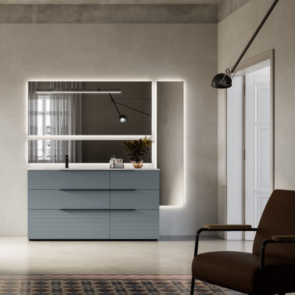 Mobile a terra con lavabo integrato in bianco opaco Reverso 11