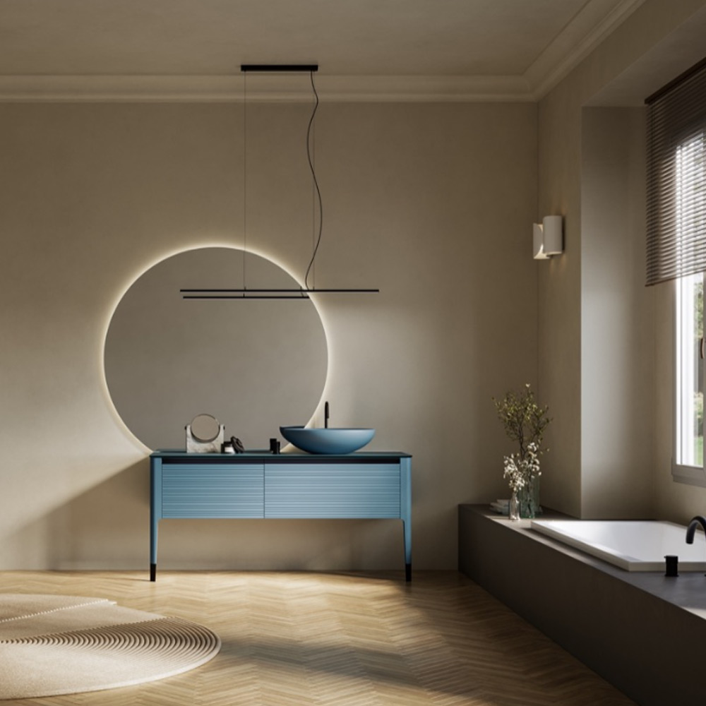 Mobile per il bagno laccato opaco Blu Spento Reverso 14