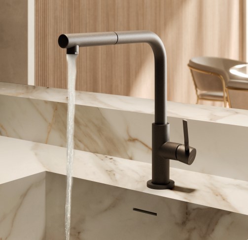 Miscelatore con bocca girevole e doccia estraibile Maki Newform