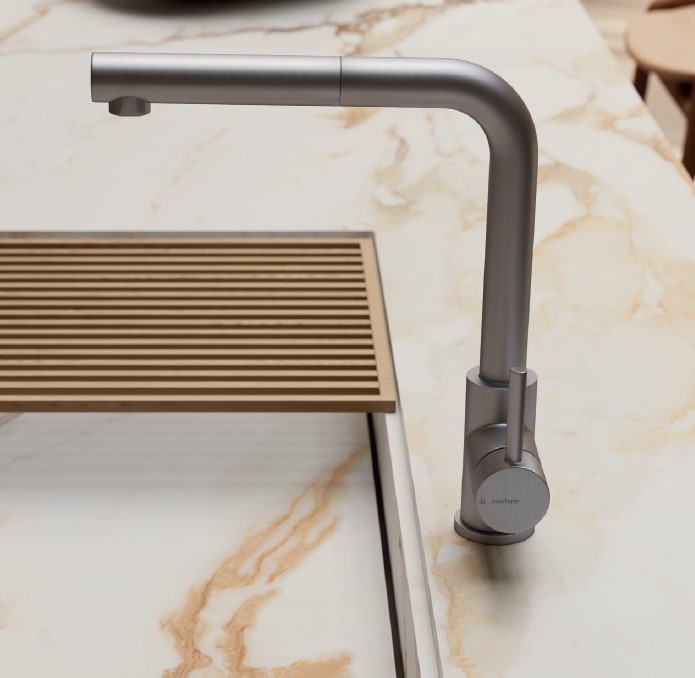 Miscelatore con bocca girevole e doccia estraibile Real Steel Newform