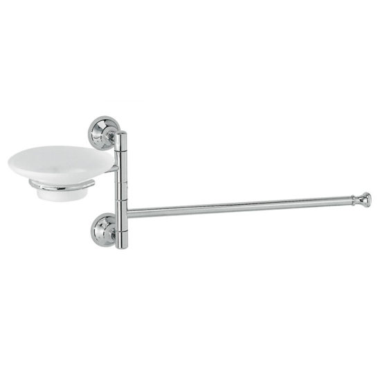 Porta sapone e salvietta in vetro satinato/ceramica e cromo lucido collezione Export by Linea G