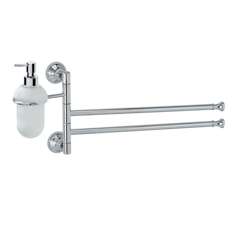 Dosatore e doppia salvietta in vetro satinato/ceramica e cromo lucido collezione Export by Linea G