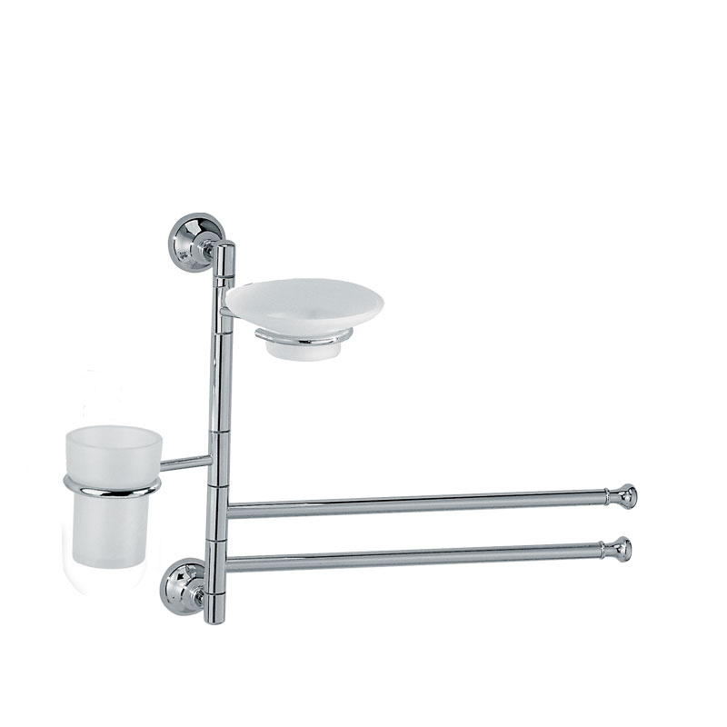 Porta sapone, spazzolini e doppia salvietta in vetro satinato/ceramica e distanziale collezione Export by Linea G