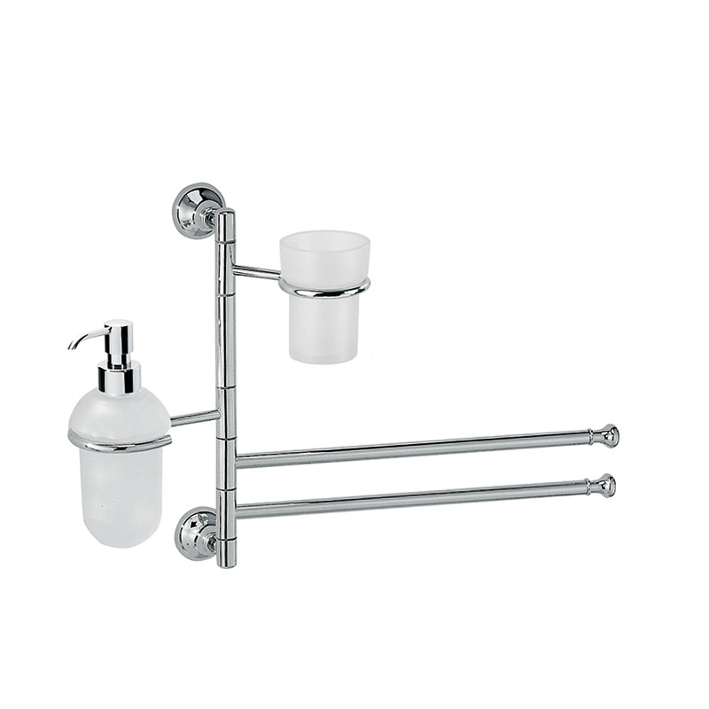 Dosatore, portaspazzolini e doppia salvietta in vetro satinato/ceramica e distanziale collezione Export by Linea G