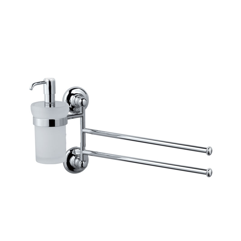 Dosatore e doppia salvietta in vetro satinato e cromo lucido collezione Frida by Linea G