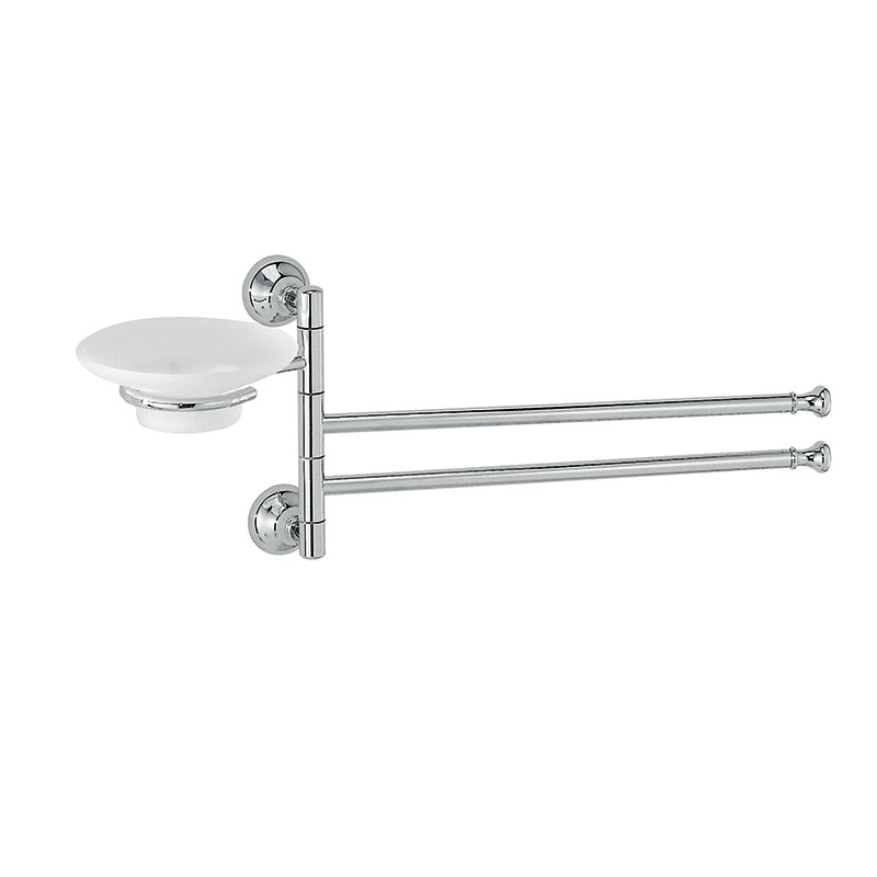 Porta sapone e doppia salvietta in vetro satinato/ceramica e cromo lucido collezione Export by Linea G