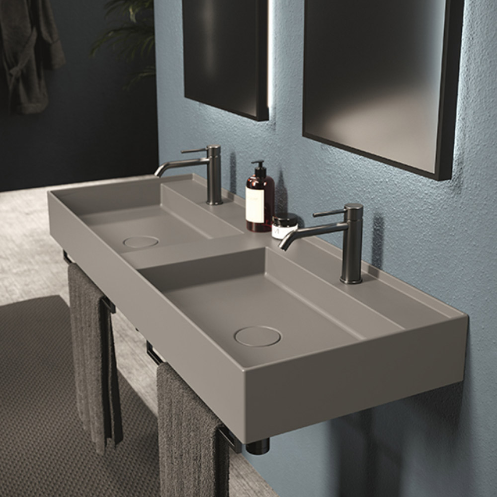 Lavabo sospeso con doppia vasca Hide 120×45 Alice Ceramica