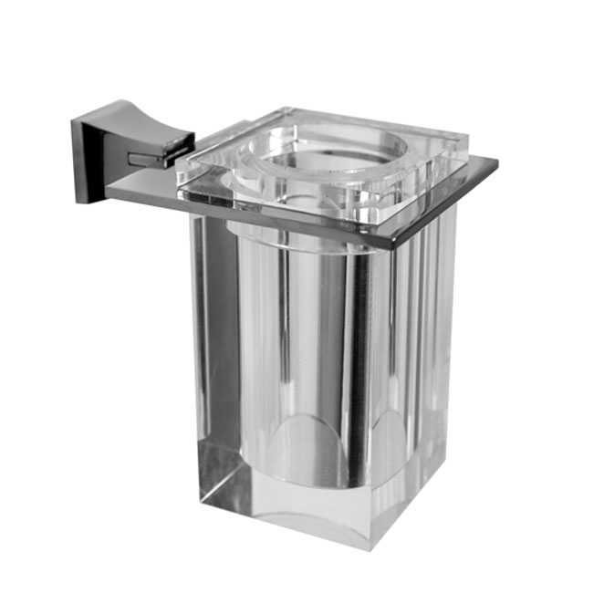 Porta spazzolini a muro in plexiglass trasparente collezione Torre by Linea G