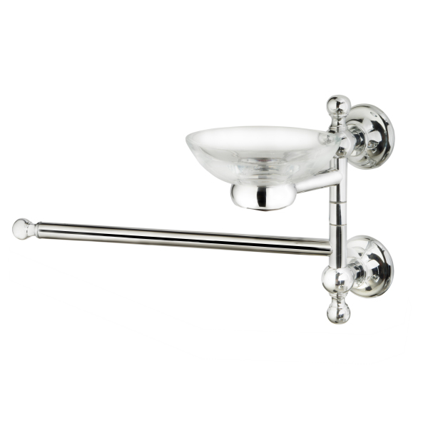 Porta sapone e salvietta in vetro trasparente e cromo lucido collezione Pesci by Linea G