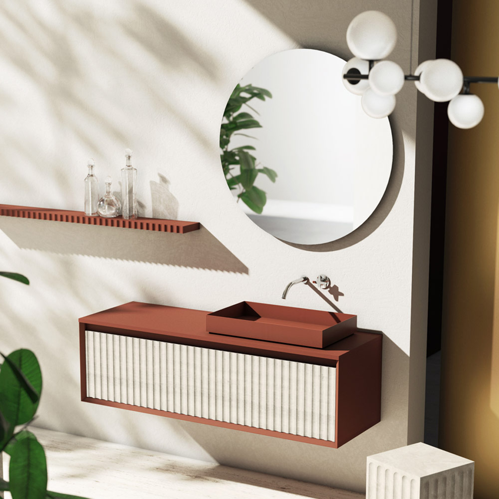 Mobile bagno sospeso con lavabo da appoggio Assolo Moab80