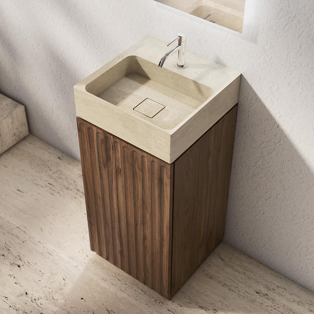 Mobile a terra con lavabo in travertino Roma MOAB