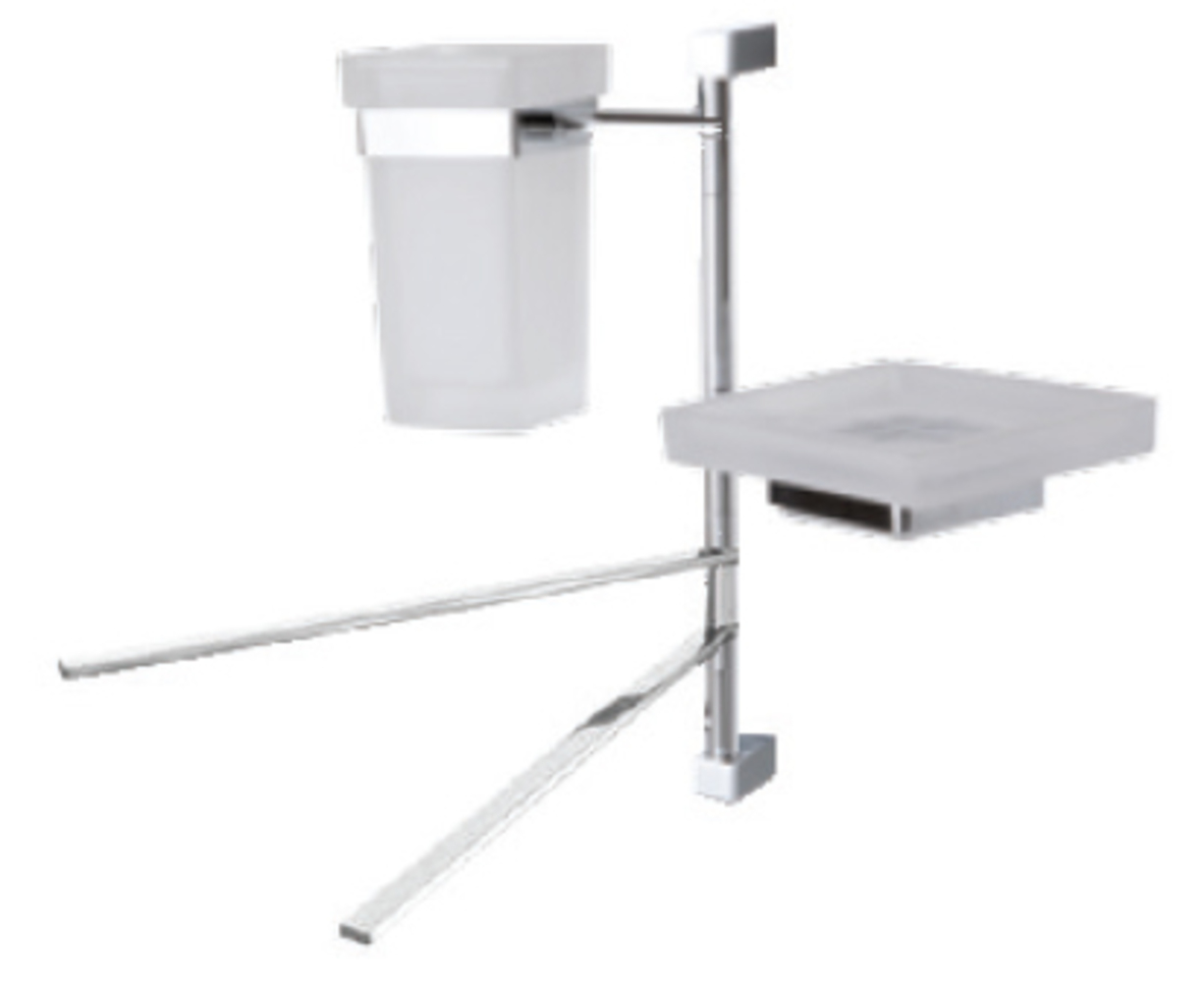 Asta con porta sapone e porta spazzolino Minimal Linea G