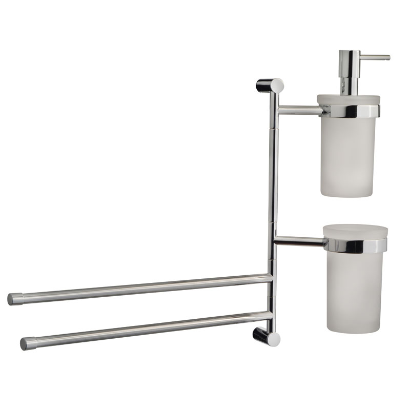 Dosatore con porta spazzolino e 2 porta salviette Minus Linea G