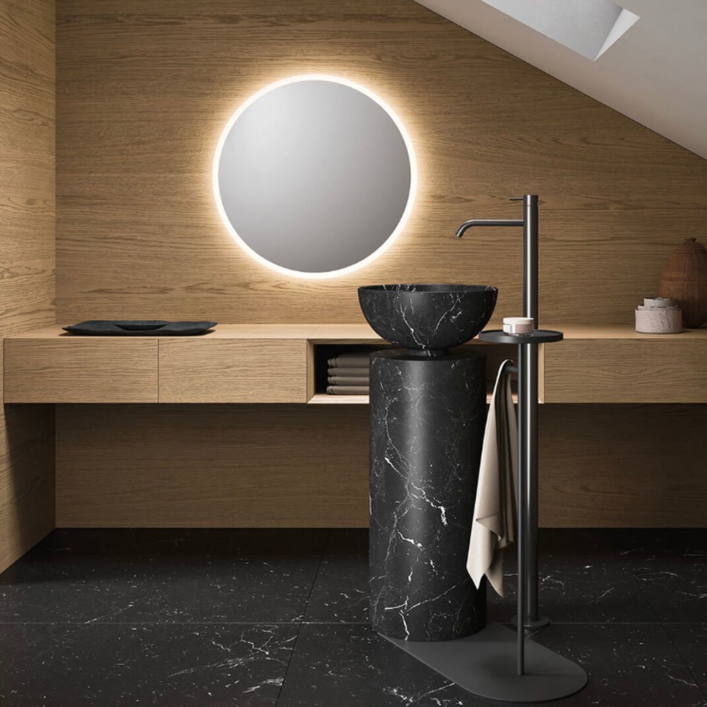 Lavabo a terra Saba 37 in marmo Nero Marquinia Milldue