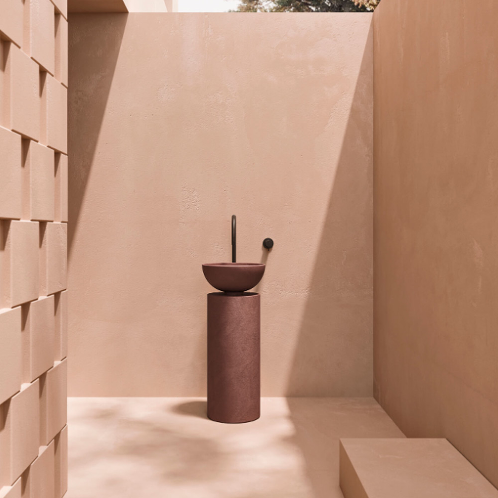 Lavabo a terra Saba 37 in Cemento Argilla Rosso Milldue