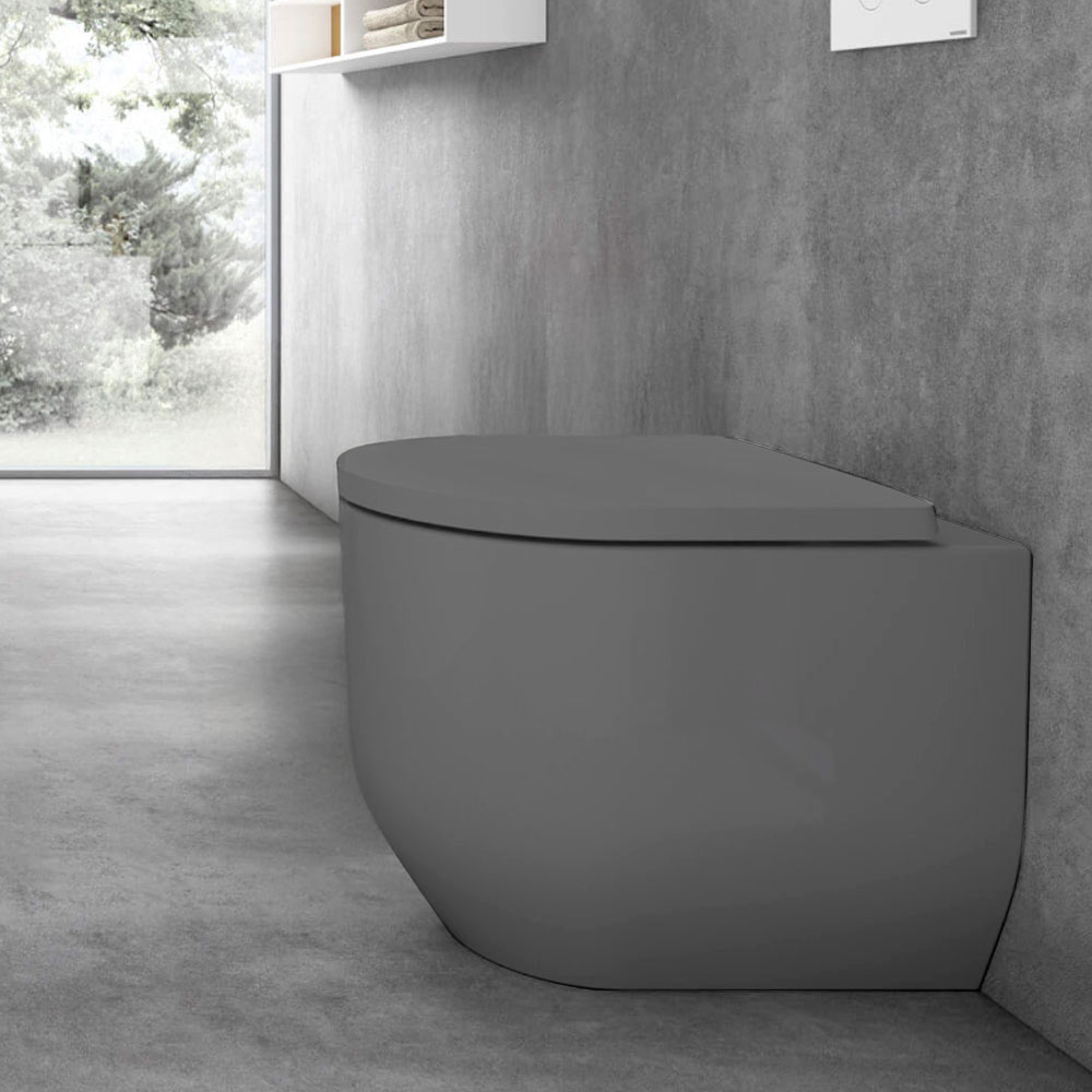 Wc a terra Grigio Opaco in ceramica modello Stino Hafro