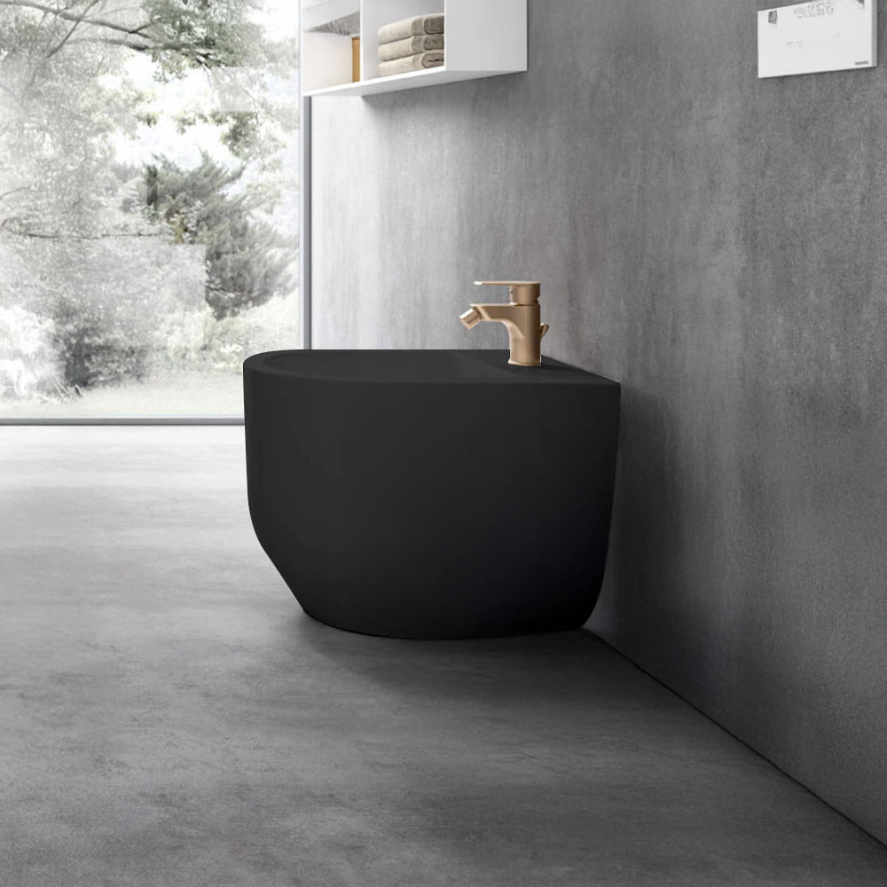 Bidet a terra Nero Opaco in ceramica modello Stino Hafro
