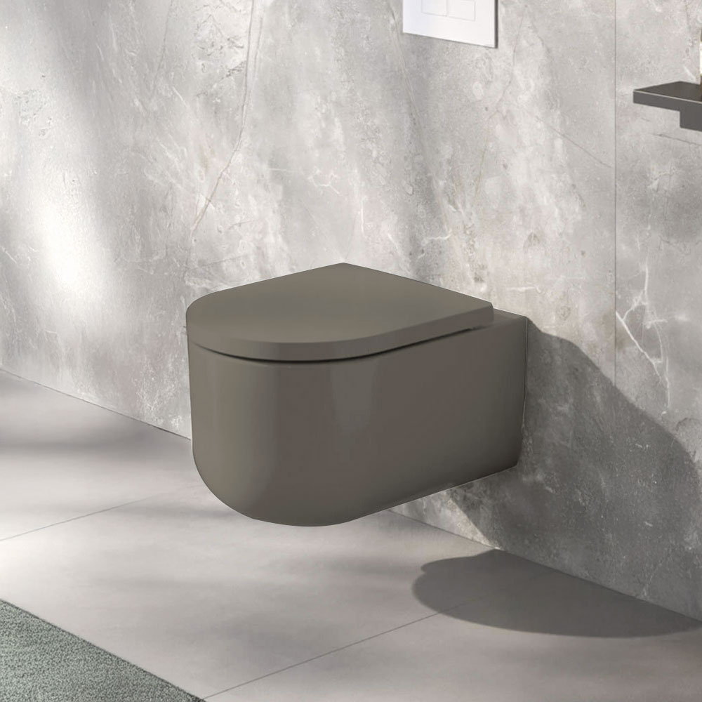 Wc sospeso finitura Grigio Opaco in ceramica mod. Stino Hafro