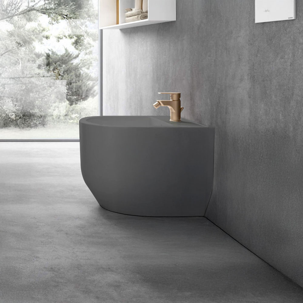 Bidet a terra Grigio Opaco in ceramica modello Stino Hafro