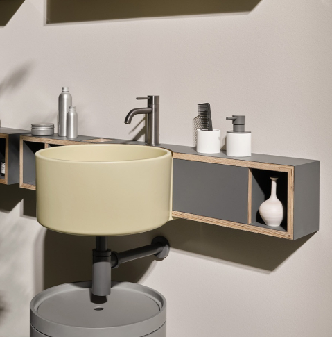 Lavabo con mobile contenitore in Fenix Sella Ceramica Cielo