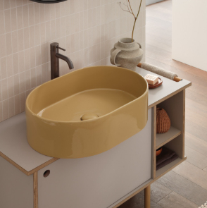 Lavabo da appoggio ovale Theo Le Bacinelle Ceramica Cielo