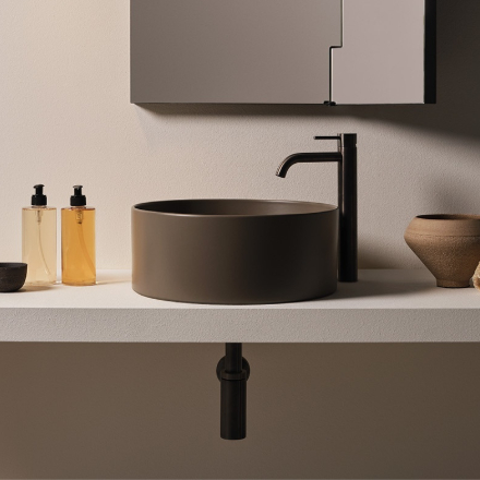 Lavabo da appoggio tondo Theo Le Bacinelle Ceramica Cielo