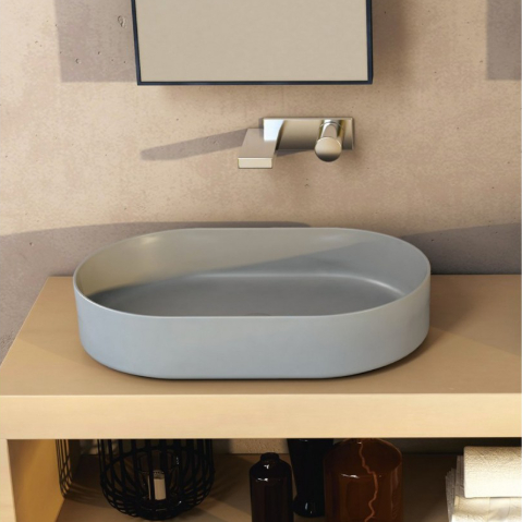 Lavabo da appoggio ovale 60 Shui Comfort Ceramica Cielo