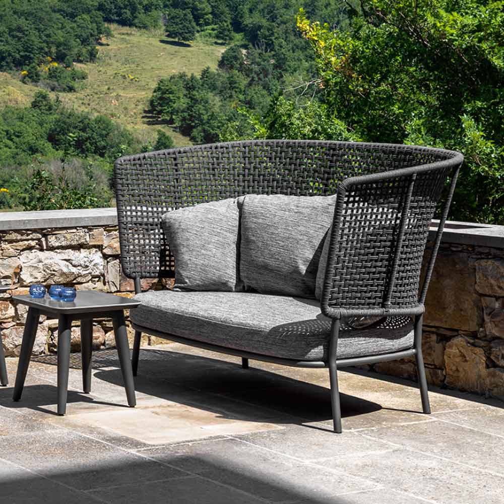 Divano outdoor in tessuto con schienale alto Alu Talenti
