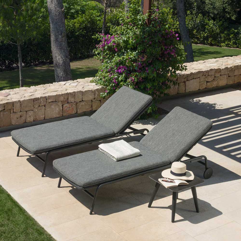 Lettino da giardino in tessuto Moon Alu Talenti