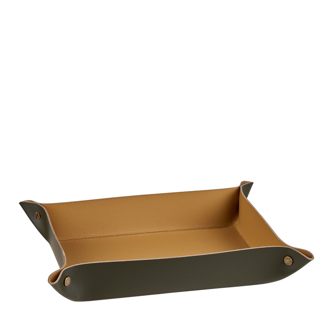 Video Poche rettangolare in pelle Oliva e Senape