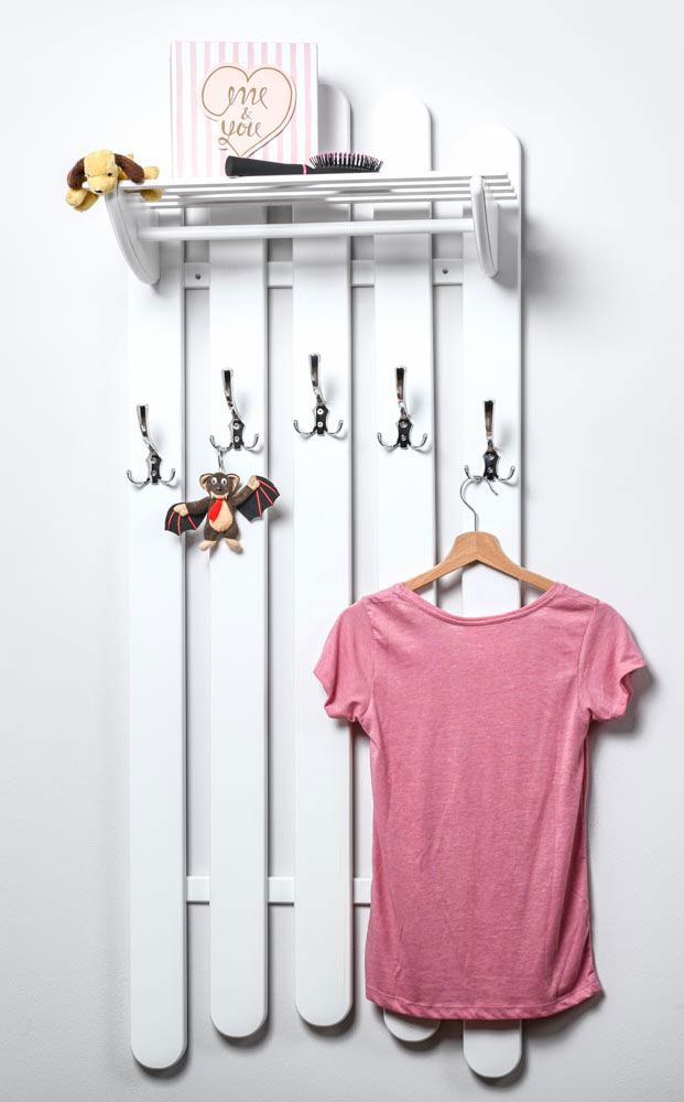 Appendiabiti in pino massello bianco "Junco 341" - 150 x 60 x 33 (h x l x p)