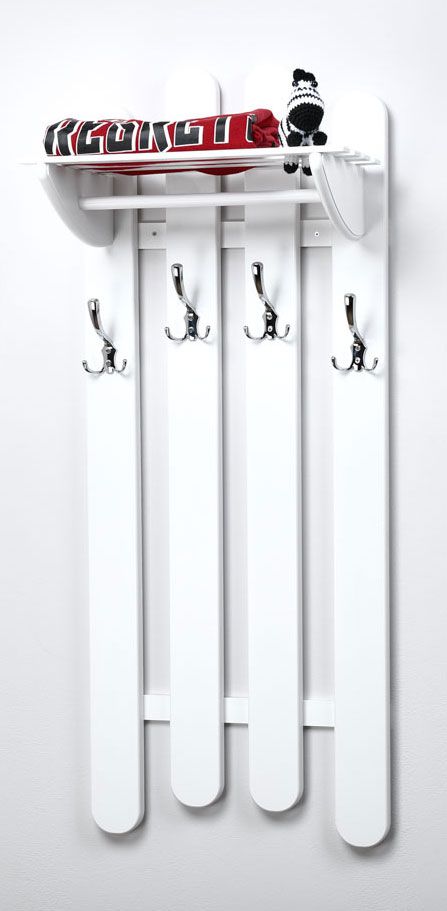 Appendiabiti in pino massello bianco "Junco 345" - 125 x 50 x 33 (h x l x p)