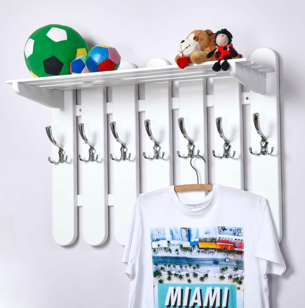 Appendiabiti in pino massello bianco "Junco 354" - 60 x 80 x 28 (h x l x p)