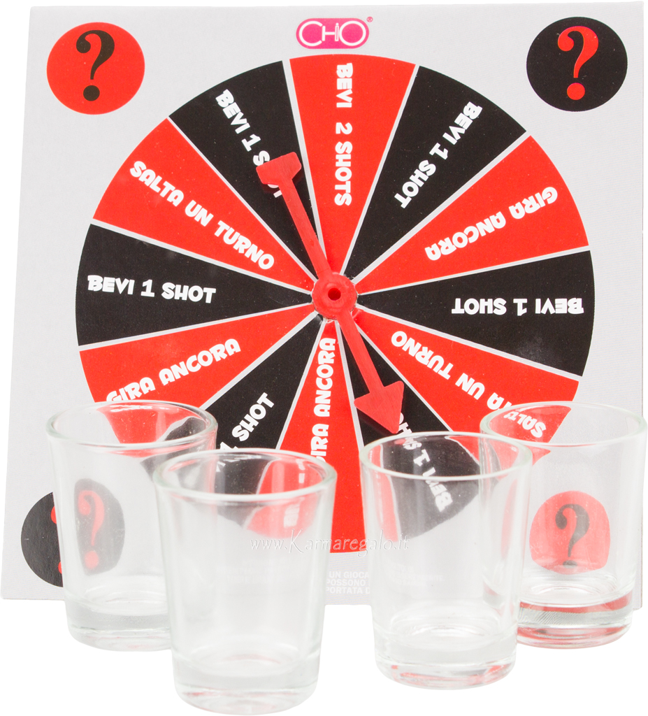 Gioco gira la freccia con 4 bicchierini