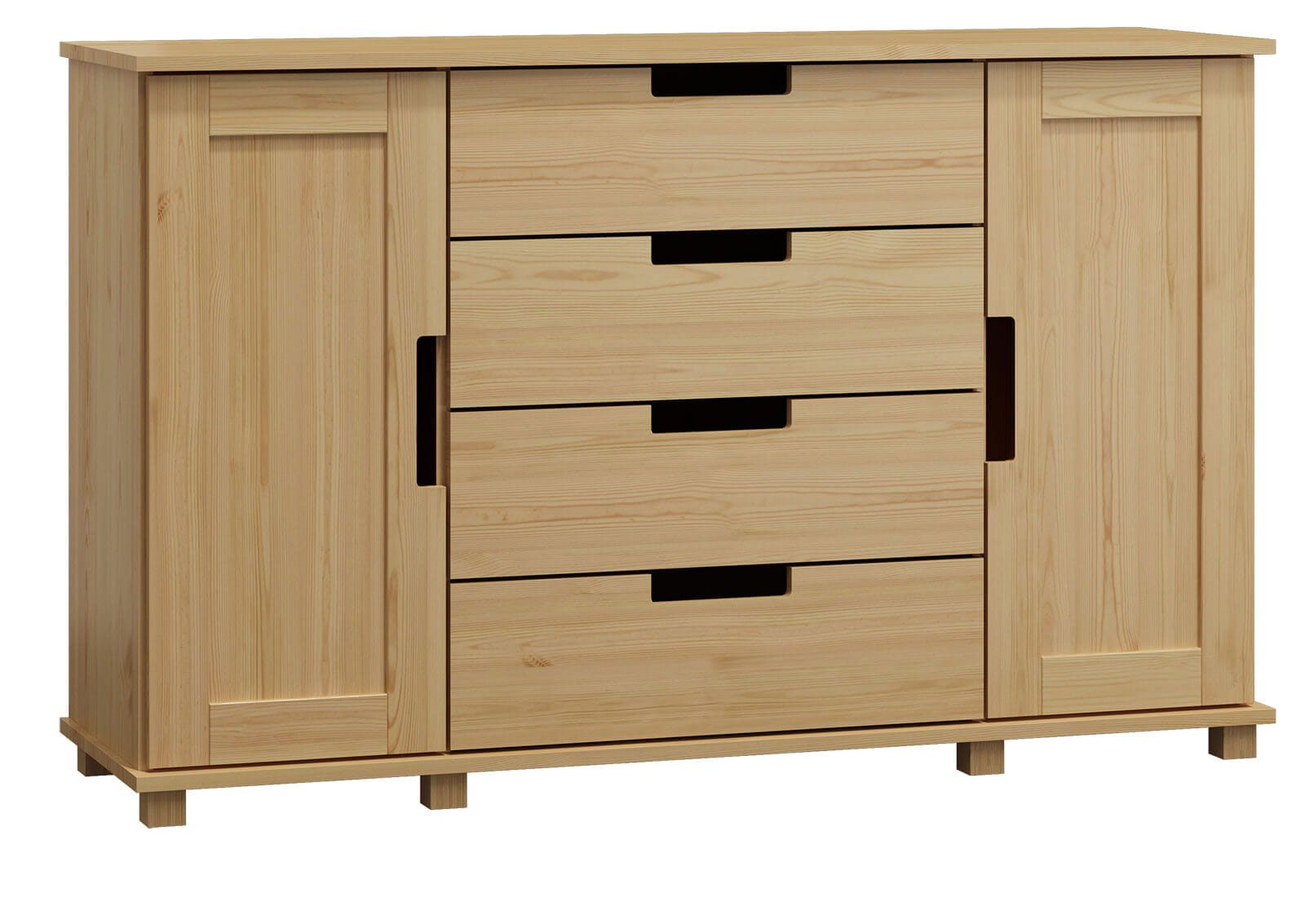 Cassettiera "004", pino massiccio, finitura naturale - 100 x 140 x 42 cm (h x l x p)