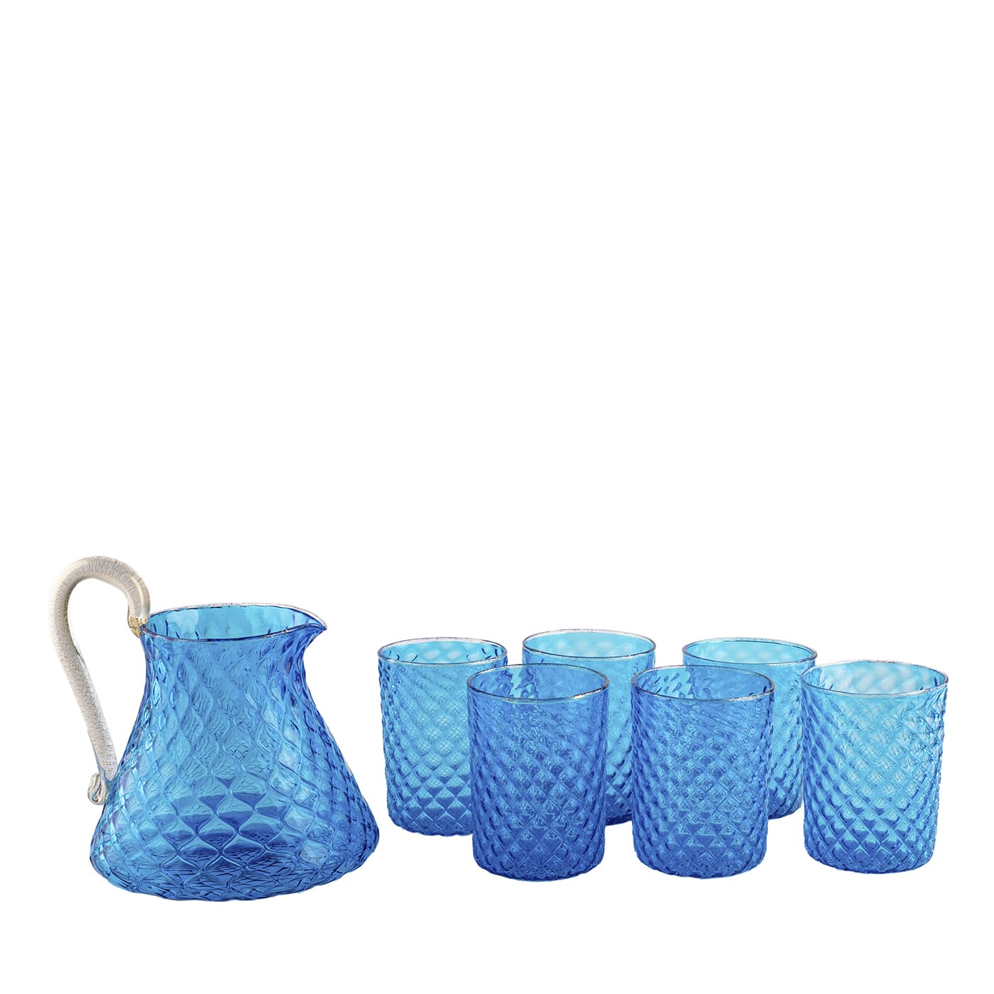 Set di 6 bicchieri e brocca Balloton blu