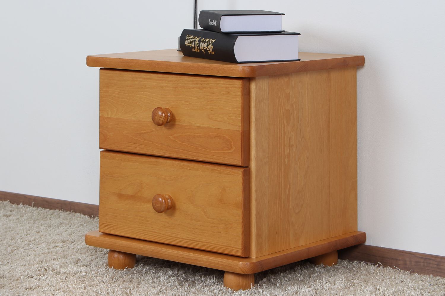 Comodino in pino massello color ontano "Junco 133" - 41 x 42 x 35 cm