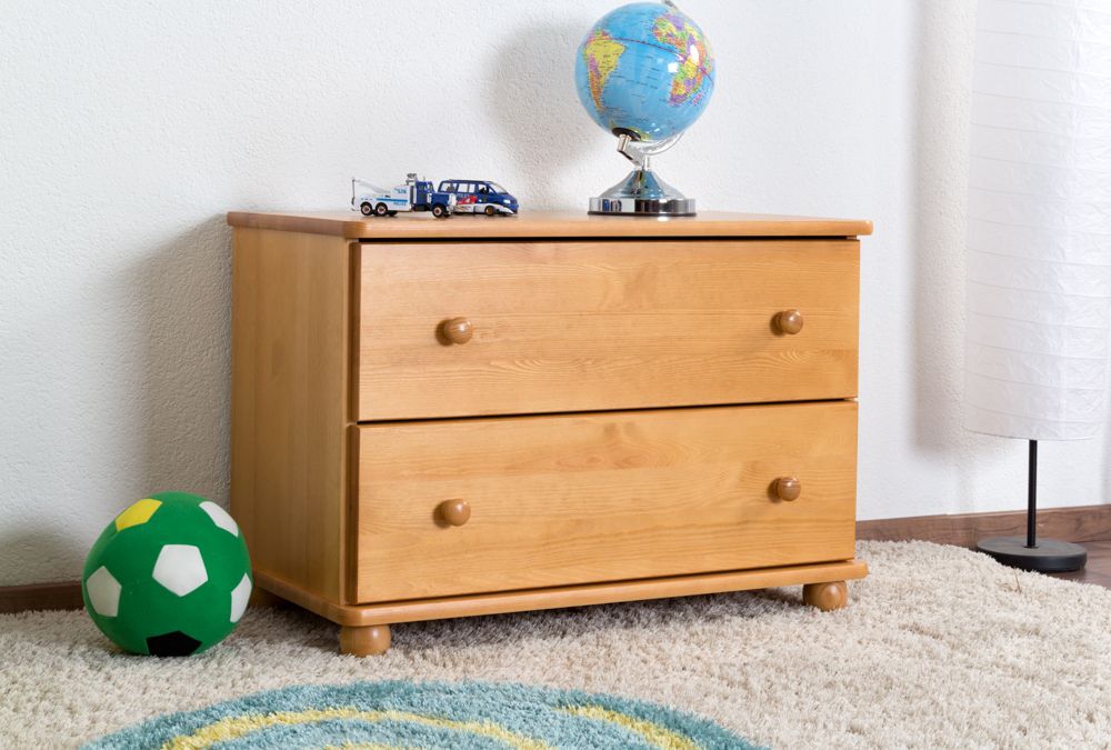 Comodino in pino massello color ontano "Junco 152" - 55 x 80 x 42 cm (h x l x p)