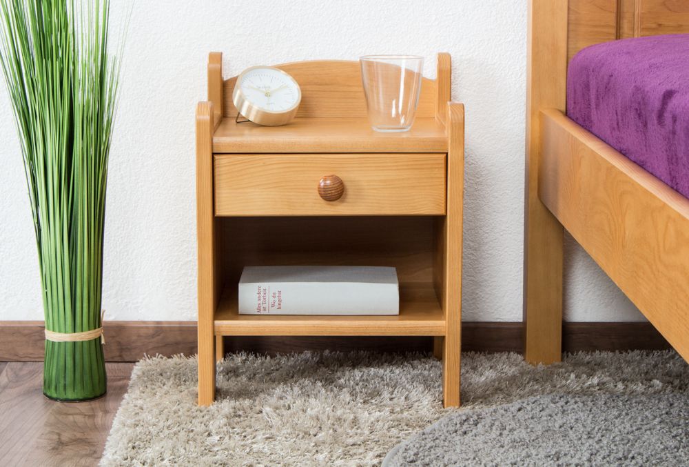 Comodino in pino massello color ontano "Junco 132" - 42 x 34 x 29 cm