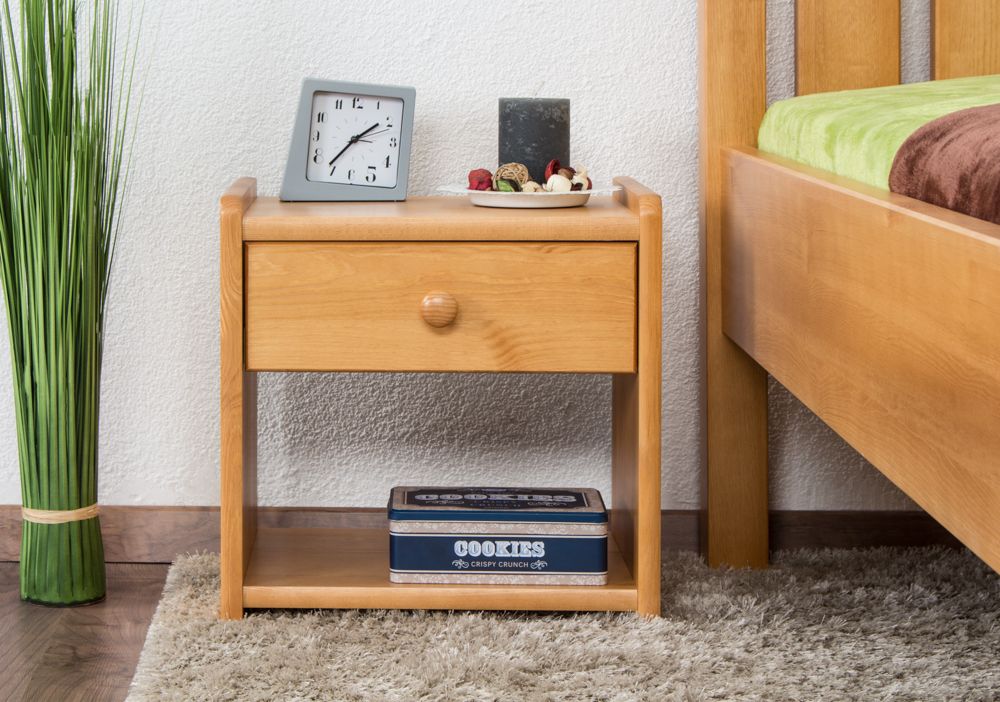 Comodino in pino massello color ontano "Junco 126" - 40 x 40 x 27 cm