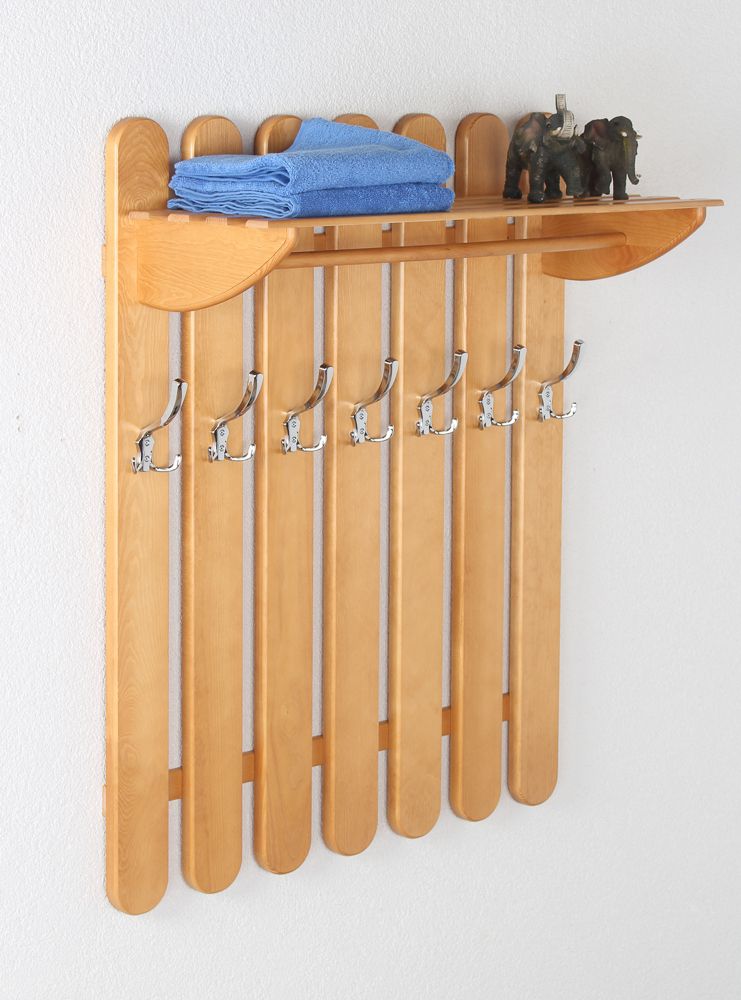 Appendiabiti in pino massello color ontano "Junco 346" - 100 x 80 x 33 (h x l x p)