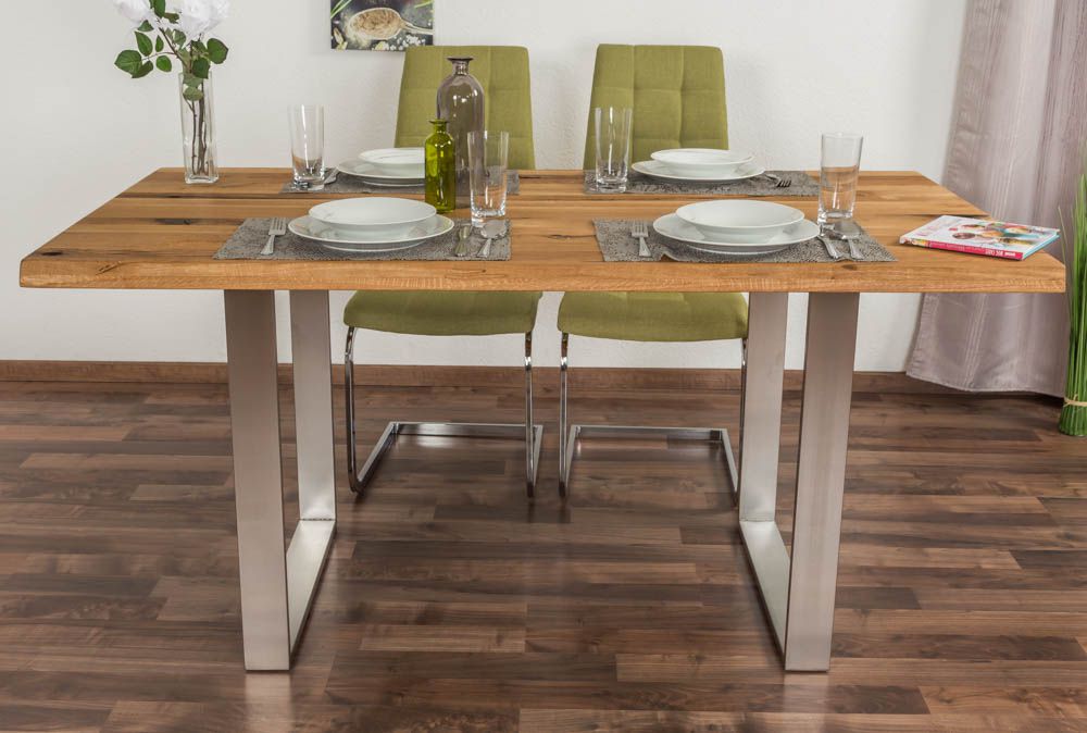 Tavolo "Nature" 414, rovere massello, oliato, piano d'appoggio liscio - 160 x 90 cm (l x p)