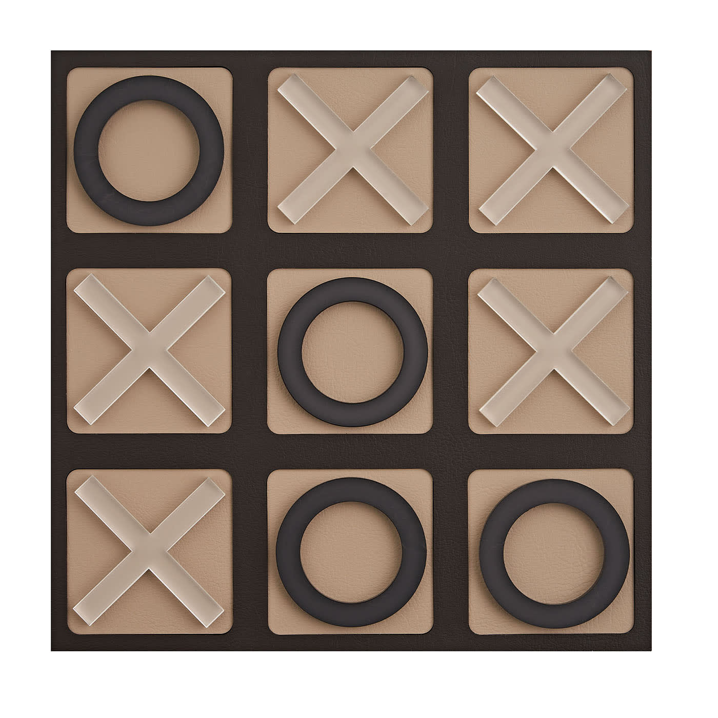 Gioco Tic Tac Toe in pelle cioccolato e cappuccino