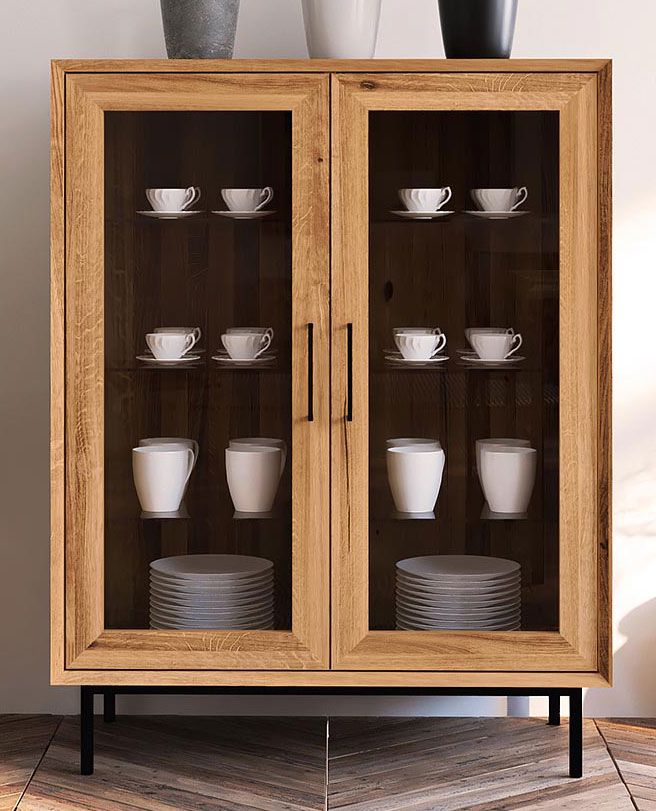 Vetrinetta "Kumeu" 52, faggio massello, oliato - 125 x 97 x 45 cm (h x l x p)